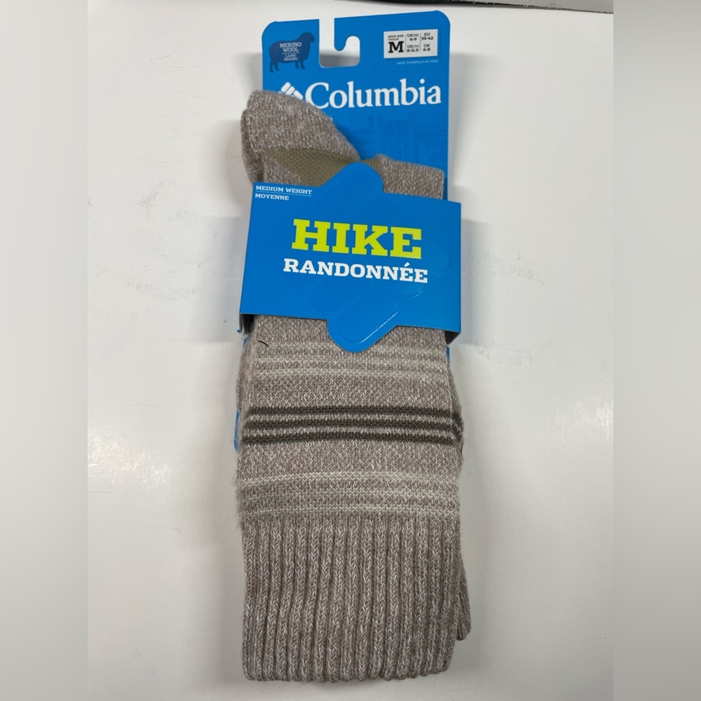 columbia hiking crew merino wool socks size medium US M6-9, W8-11.5